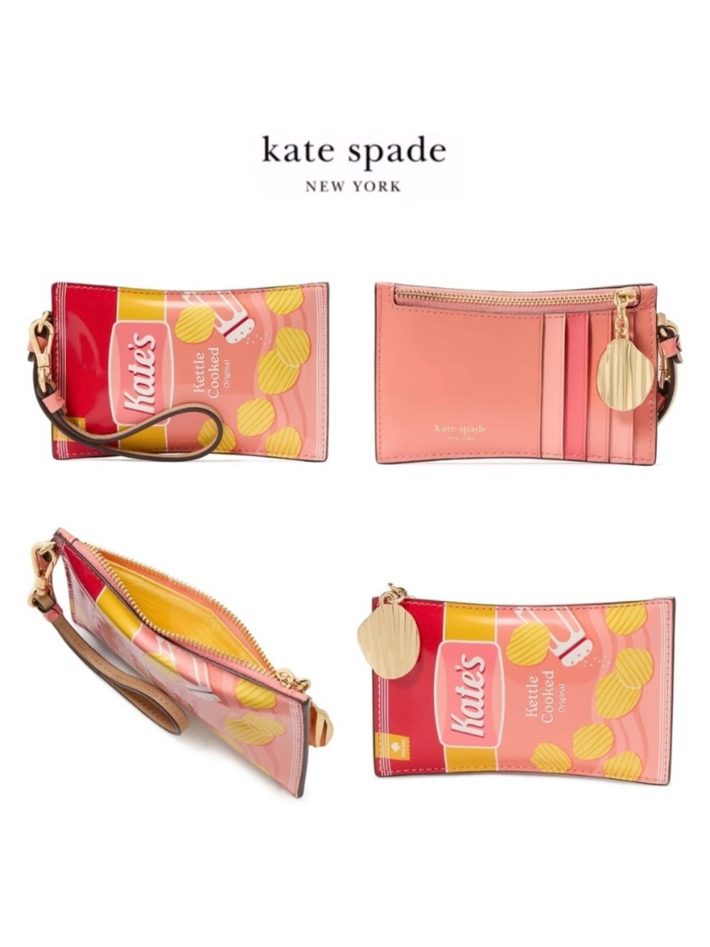 NWT Kate Spade ♠️ SNACK TIME Faux Patent Leather/Leather Strap Wristlet/Wallet